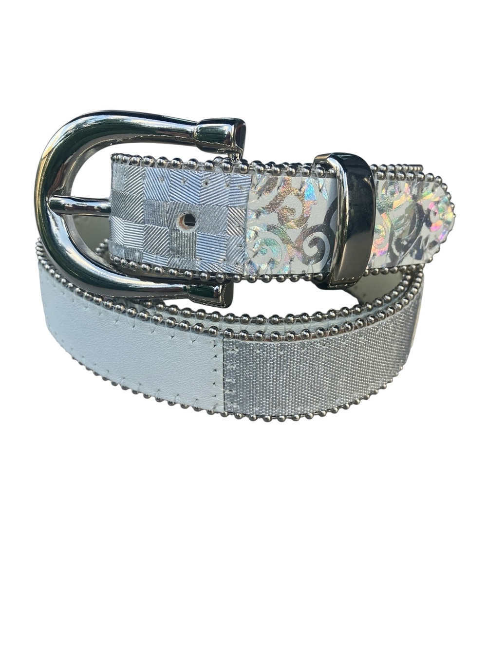 Vtg Elite Fresno CA Leather Belt M Western Space Cowgirl Boho Silver Horseshoe - Picture 9 of 9